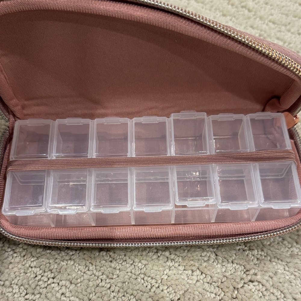 Soft Pink Travel Jewelry & Pill Organizer Case with Clear Trays - Picture 8 of 8